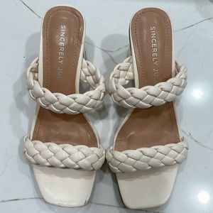 White Braided Chunky Heel-sincerely Jules